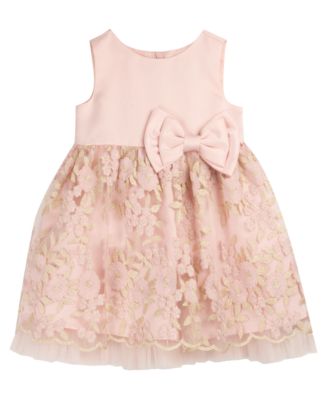 Rare Editions Baby Girls Satin Bodice Embroidered Scallop Mesh Dress ...