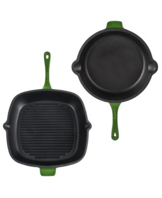 Neo 4pc Cast Iron Cookware Set, Grill Pan, Fry Pan & Oval Dutch Oven