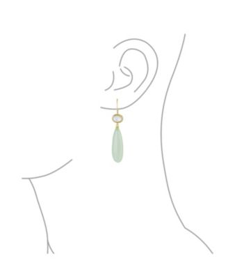 Unique Geometric Oval Linear Long Shape Tear Drop Natural Multi-Tier Earthy Rose Quartz Gemstone Party Dangling Earrings Fish hook for Women in Rose Gold Plated