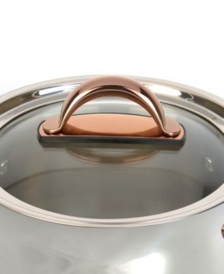 Ouro Gold 3pc 18/10 Stainless Steel Cookware Set, Glass Lids, Rose Gold Handles