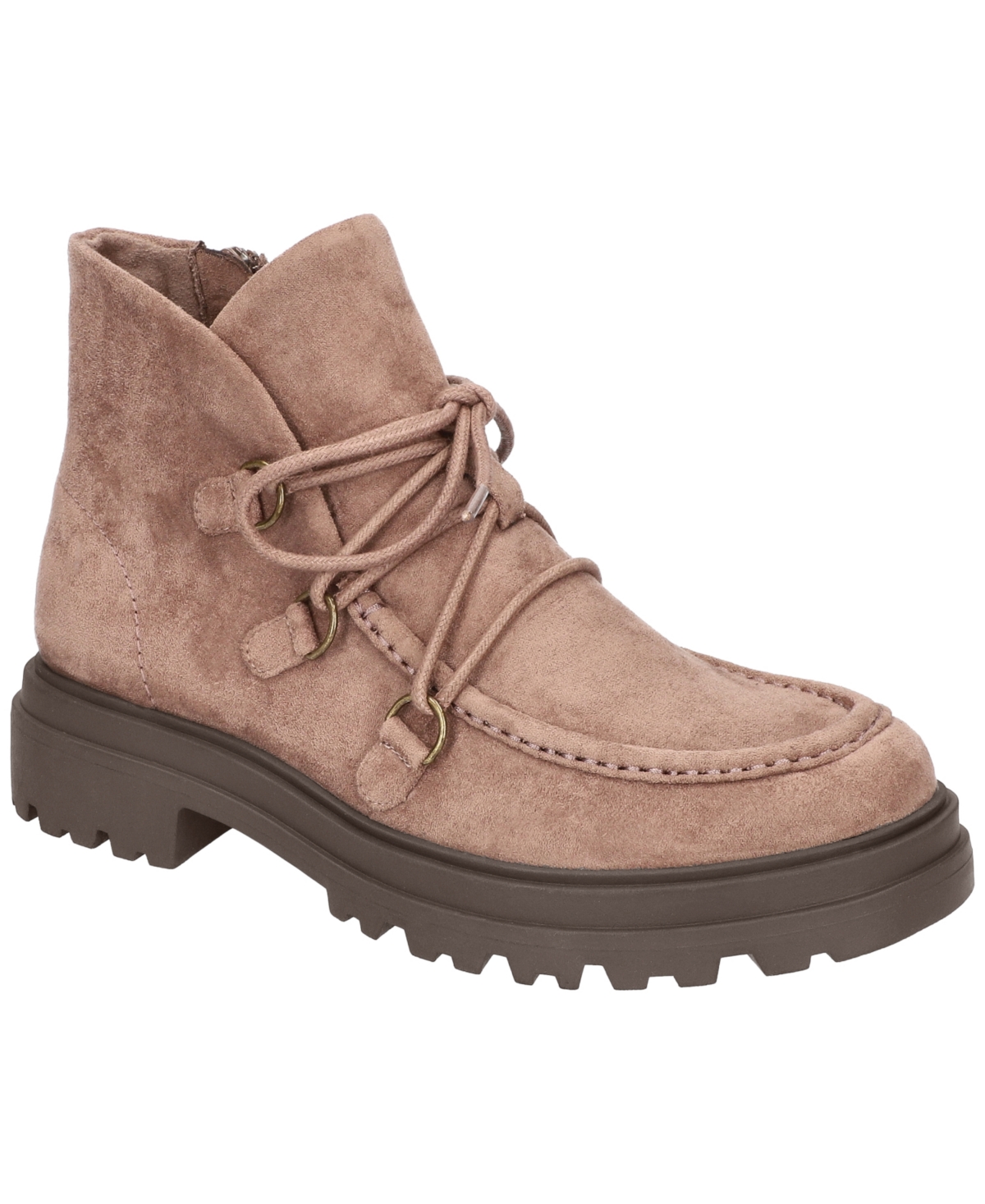 Women's Xandy Lace-Up Side Zip Ankle Booties - Taupe Suede