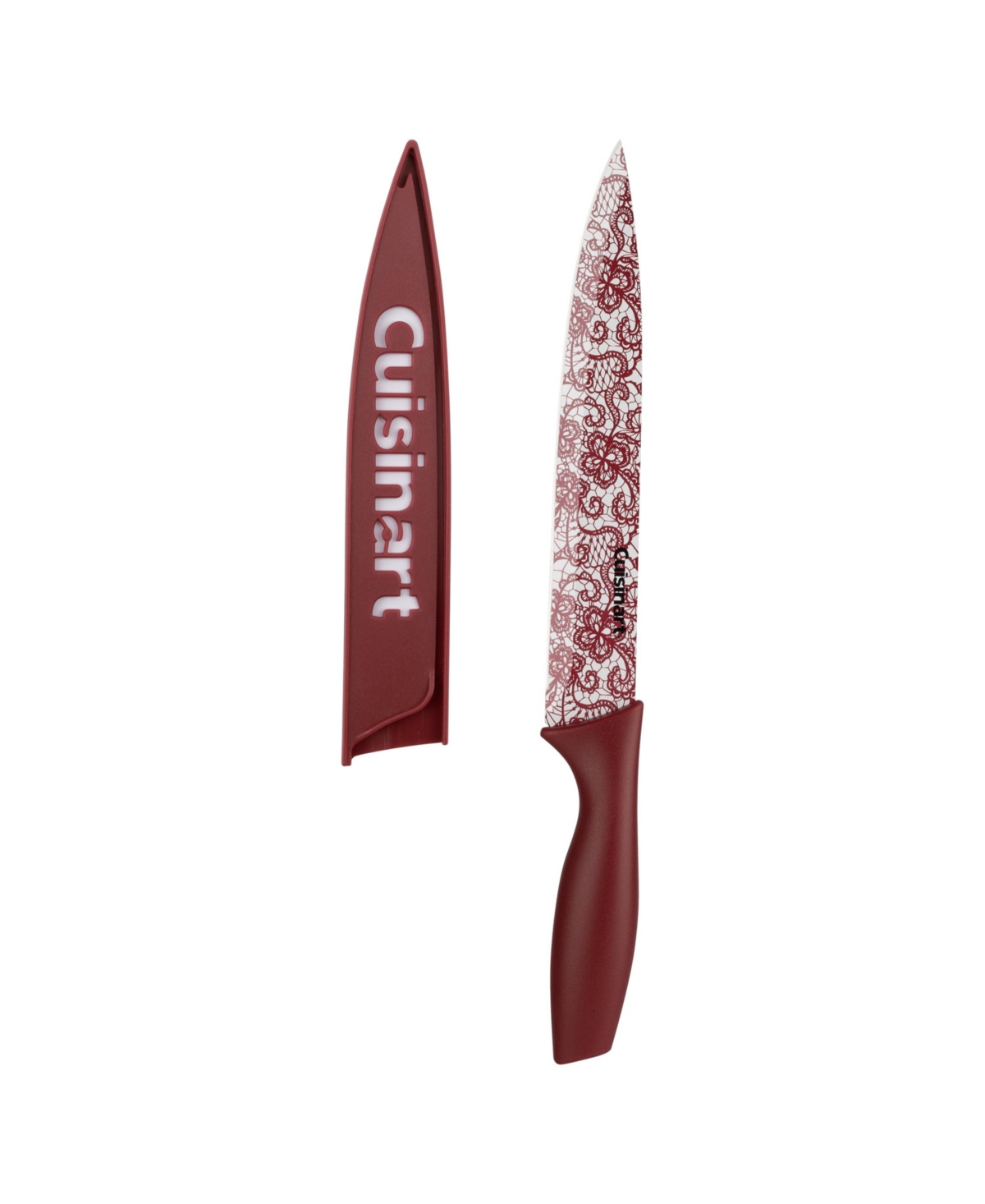Cuisinart Stainless Steel 10 Piece Printed Cutlery Burgundy Lace Set - Burgundy  White