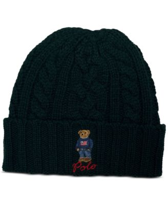 Men's Cable-Knit Polo Bear Cuff Hat
