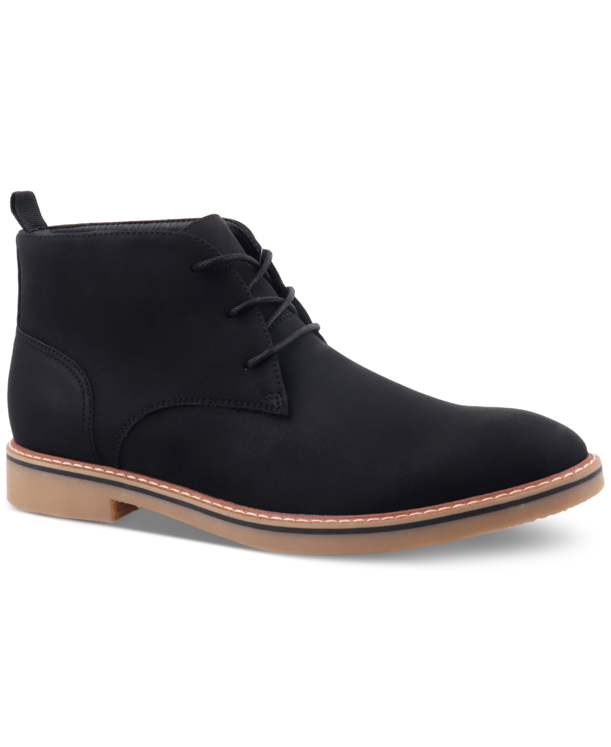 Club Room Men's Nathan Faux-leather Lace-up Chukka Boots, Created For Macy's In Black