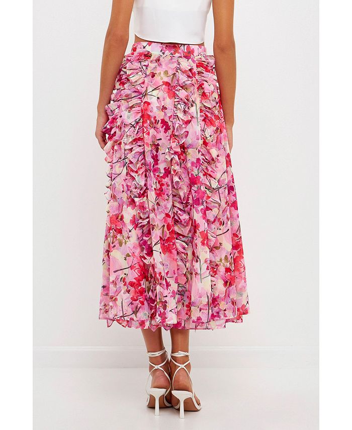 endless rose Women's Floral Ruffled Maxi Skirt - Macy's
