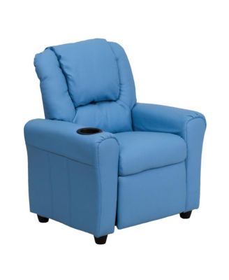 Contemporary Kids Single Wood Cup Holder, Headrest  Recliner Chair