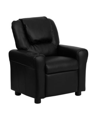 Contemporary Kids Single Wood Cup Holder, Headrest  Recliner Chair