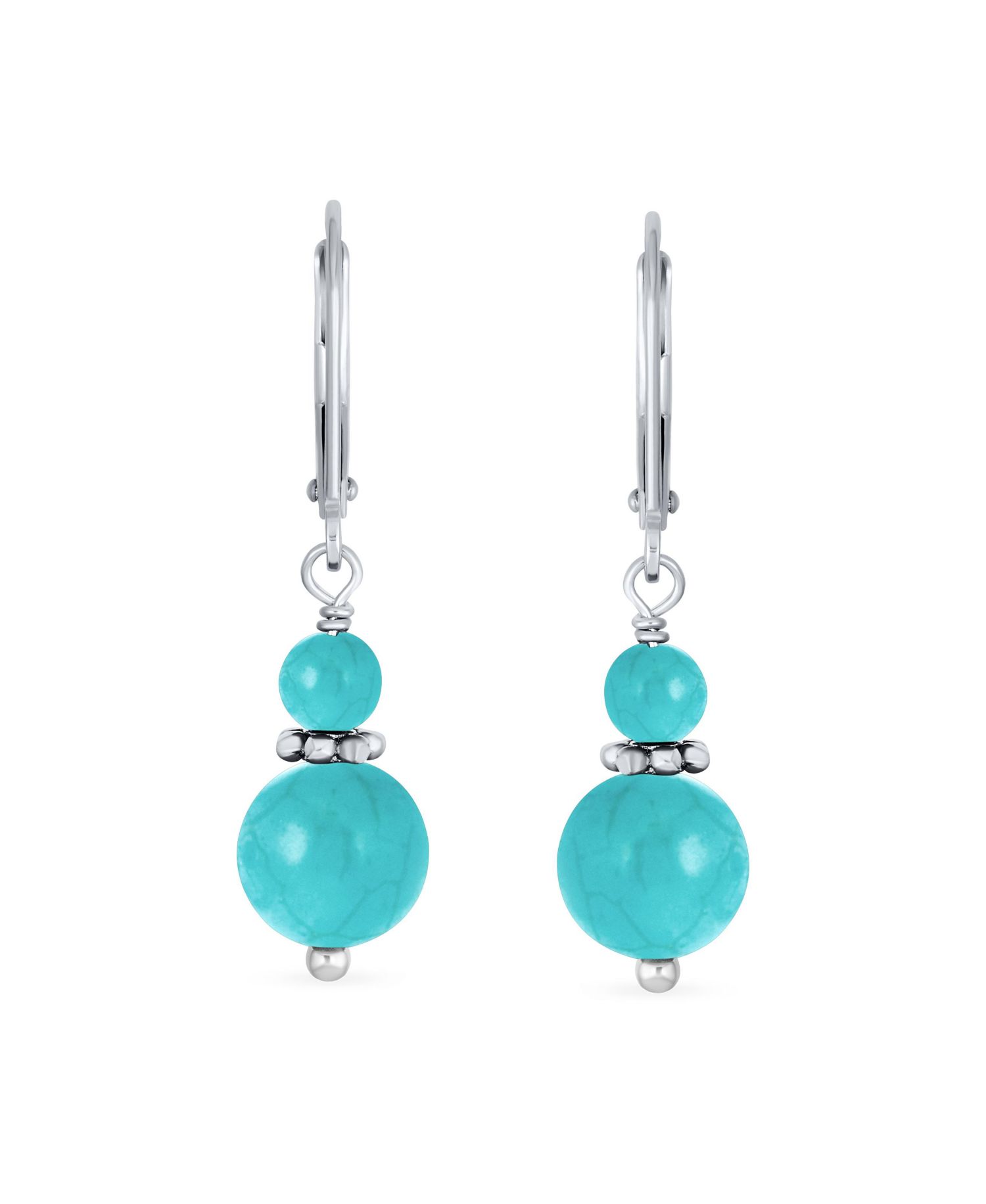 Bali Style Green Aventurine Double Bead Dangle Earrings Sterling Silver