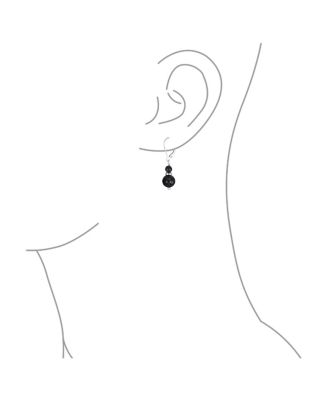 Natural Stones Boho Bali Milgrain Edged Beaded Rondel Separator Double Ball Round Drop Dangle Earrings Sterling Silver Lever back