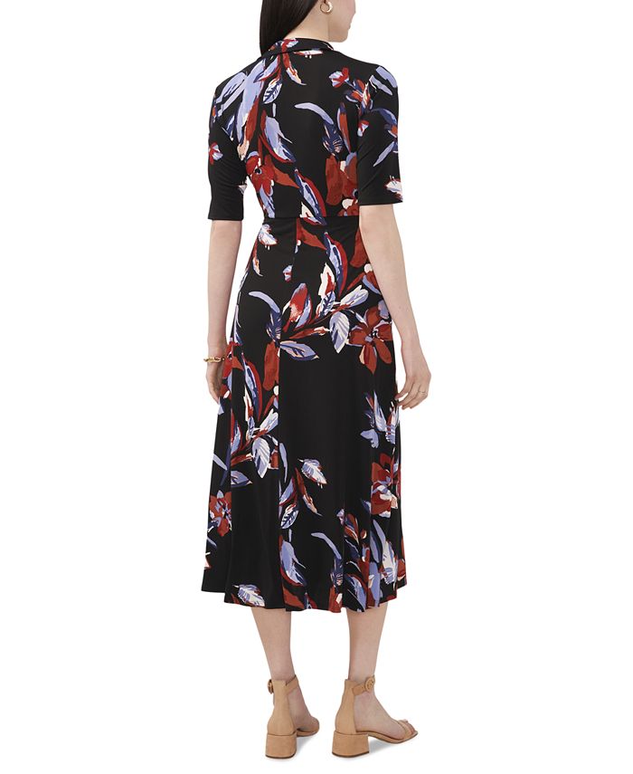 MSK Petite Printed Side-Tie Midi Dress - Macy's