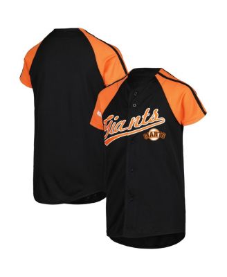 Men's Stitches Black San Francisco Giants Button-Down Raglan Fashion Jersey Size: Medium