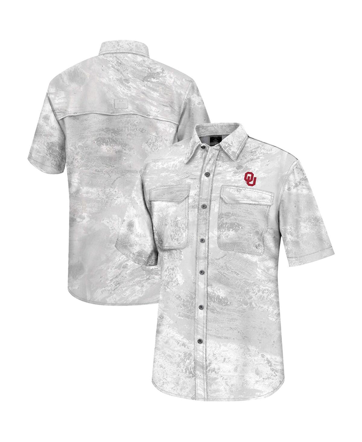 Colosseum Men's  White Oklahoma Sooners Realtree Aspect Charter Full-button Fishing Shirt