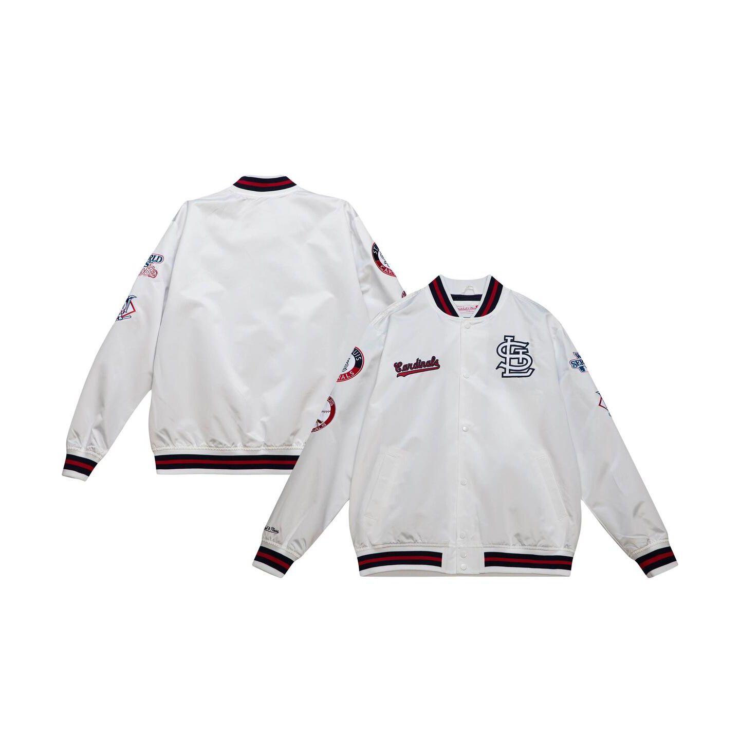 Мужская куртка Mitchell & Ness White St. Louis Cardinals City Collection Satin Full-Snap Varsity — фото 2