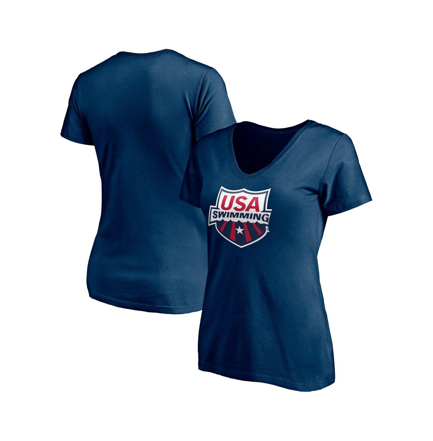 Женская футболка Fanatics Navy USA Swimming Core Primary Logo V-Neck — фото 2