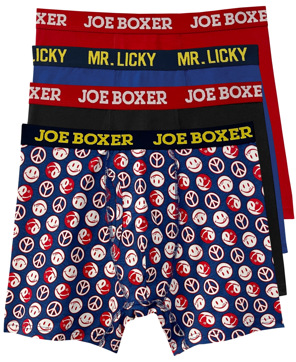 Joe Boxer Men's Zen Lickies Cotton Stretch Boxer Briefs, Pack Of 4 In Blue