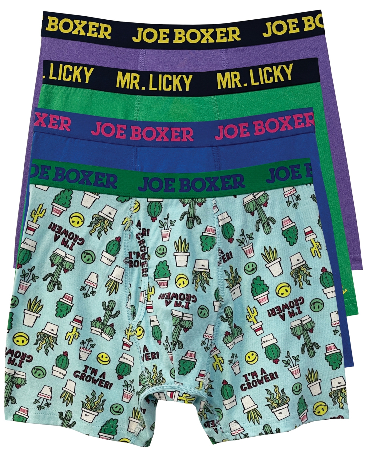 Joe Boxer Men's Cactus Cotton Stretch Boxer Briefs, Pack Of 4 In Green