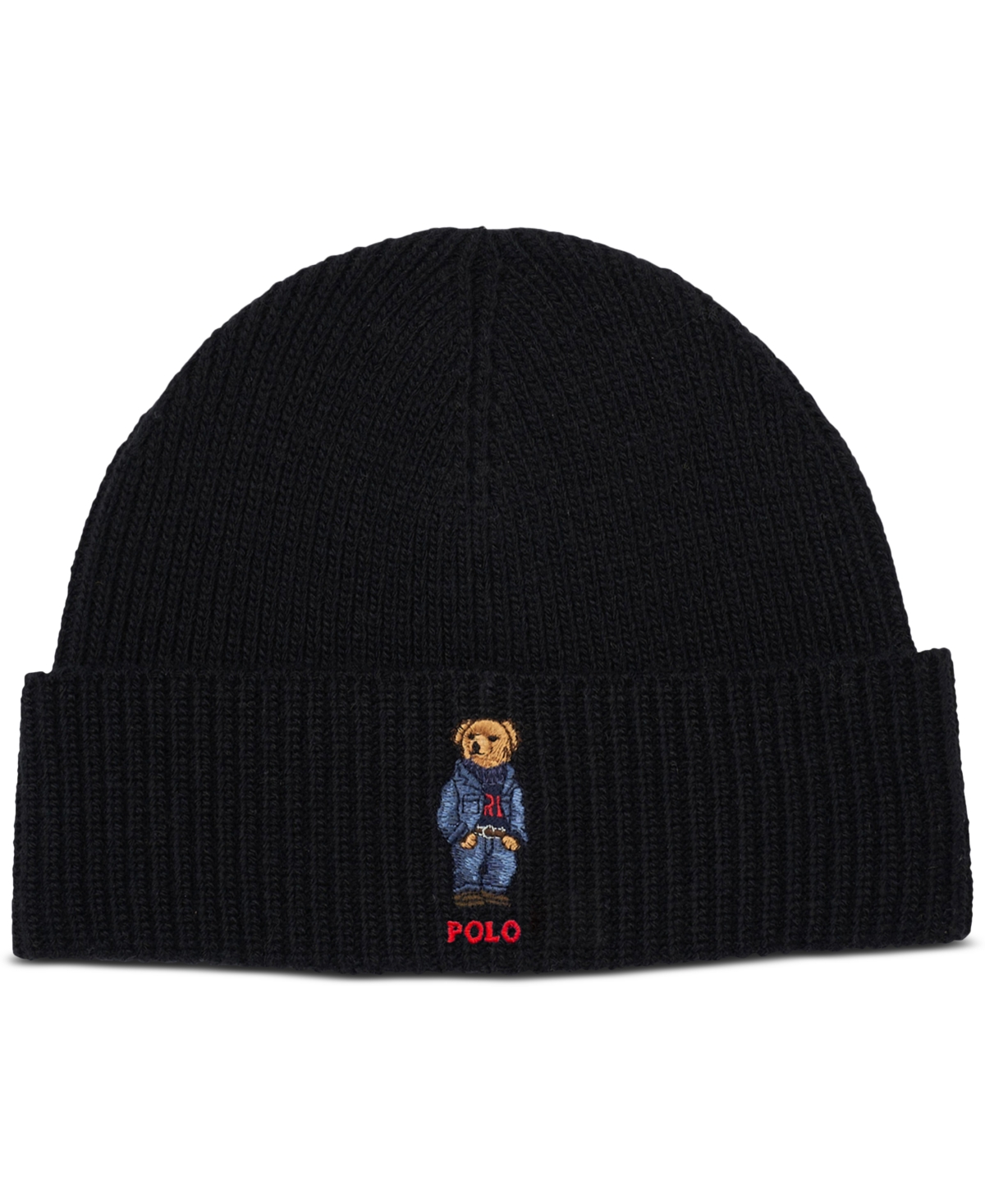 Polo Ralph Lauren Men's Embroidered Bear Cuff Hat In Polo Black