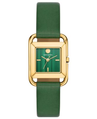 Tory Burch Women s The Miller Square Green Leather Strap Watch 24mm Macy s