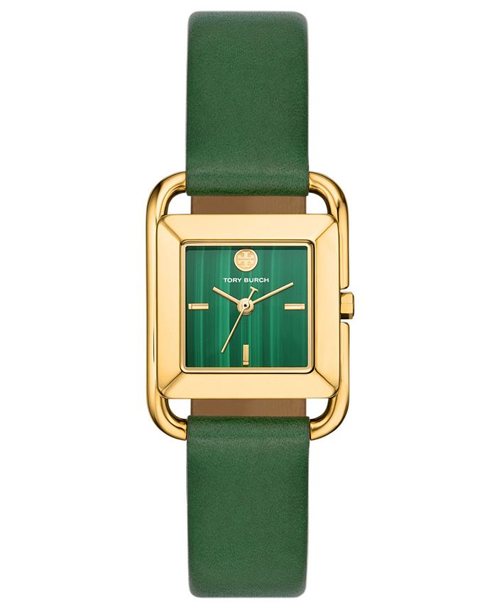 Women s The Miller Square Green Leather Strap Watch 24mm