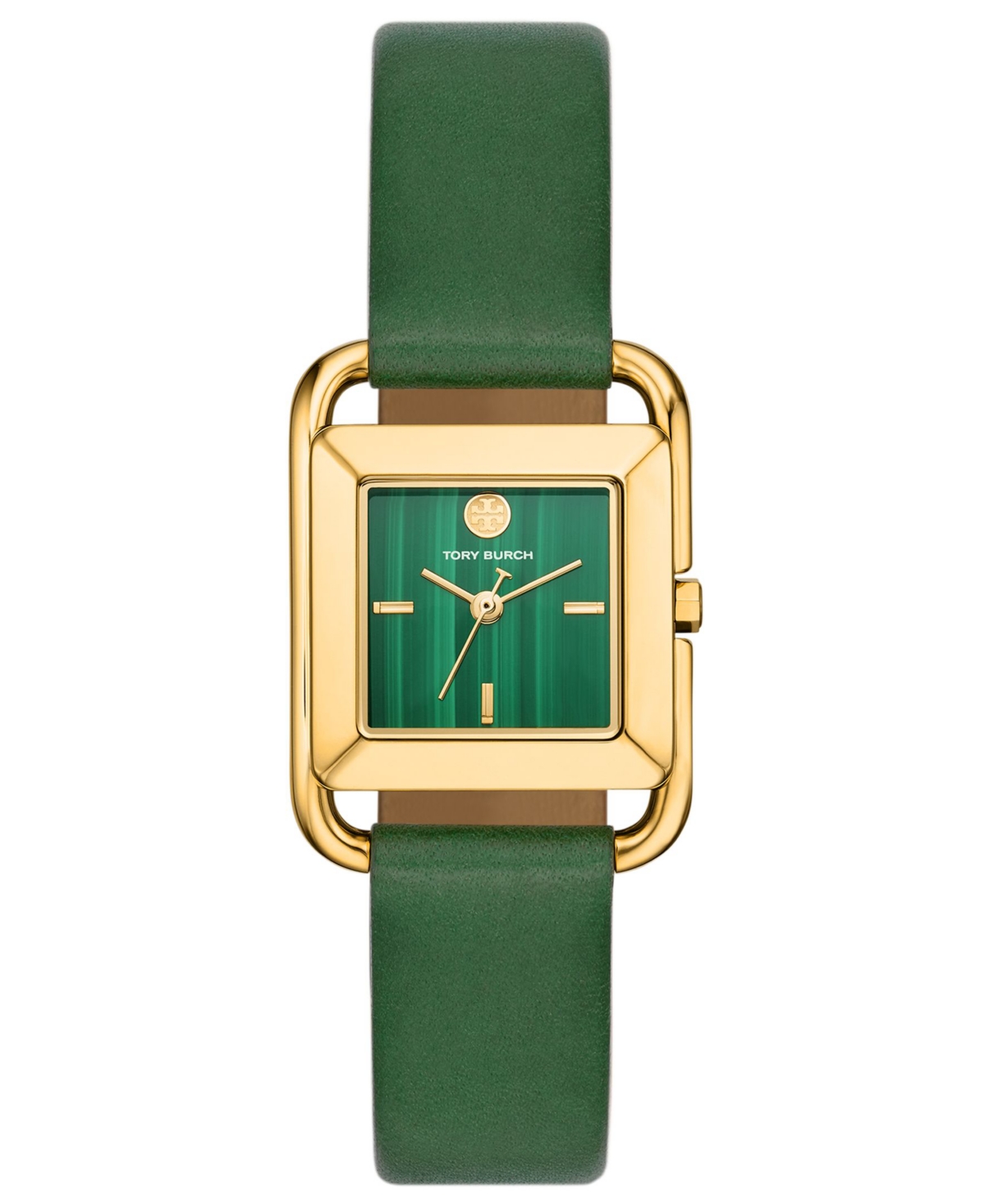 TORY BURCH WOMEN'S THE MILLER SQUARE GREEN LEATHER STRAP WATCH 24MM