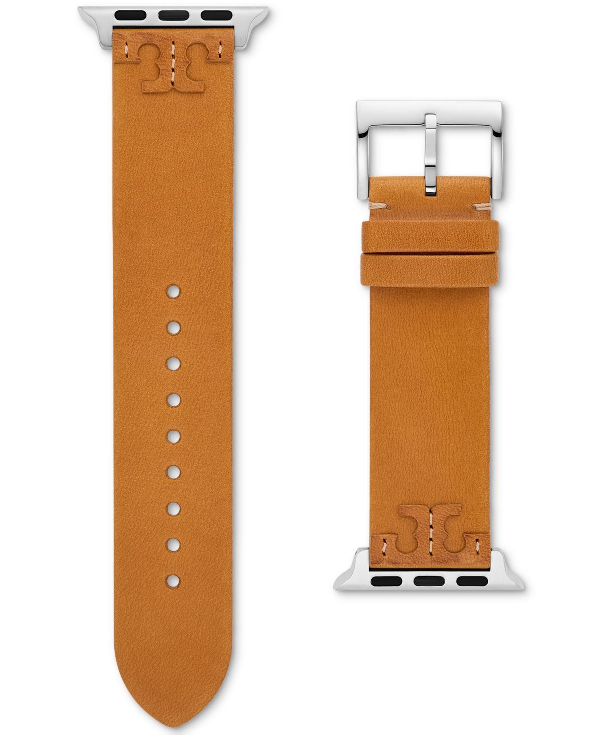 Shop Tory Burch Brown Leather Strap For Apple Watch 38mm-45mm