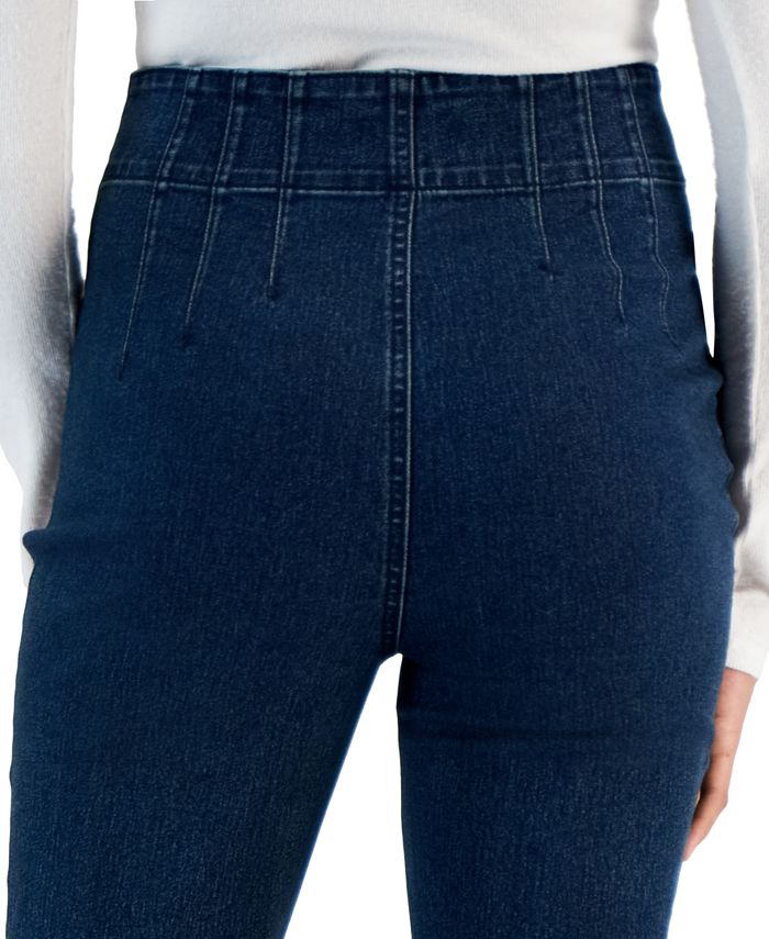 Vanilla Star Juniors' Double-Button Corseted Flare-Leg Jeans - Macy's