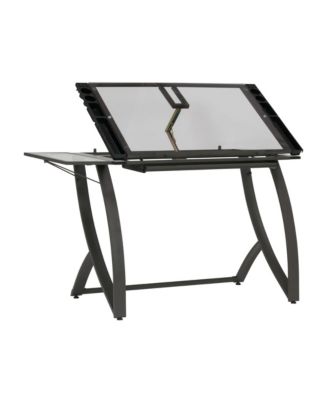 Offex Futura Luxe Drawing/Drafting Table In Pewter Grey/Clear Glass ...