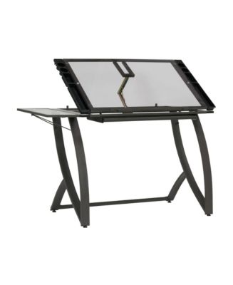 Offex Futura Luxe Drawing/Drafting Table In Pewter Grey/Clear Glass ...