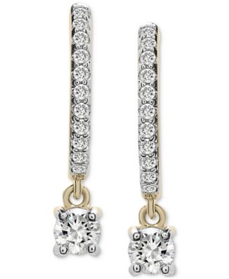 Diamond Dangle Hoop Earrings (1/4 ct. t.w.) in 14k Gold, Created for Macy's