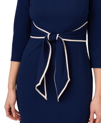 【海外限定】AdriannaPapell ドレス☆Tipped Crepe Tie Waist Mi Adrianna Papell Women's Knit Crepe TIE Waist Sheath, Violet