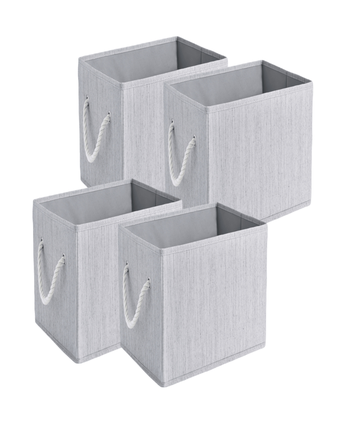 Wethinkstorage 20 Litre Collapsible Fabric Storage Bins With Cotton Rope Handles, Set Of 4 In Gray