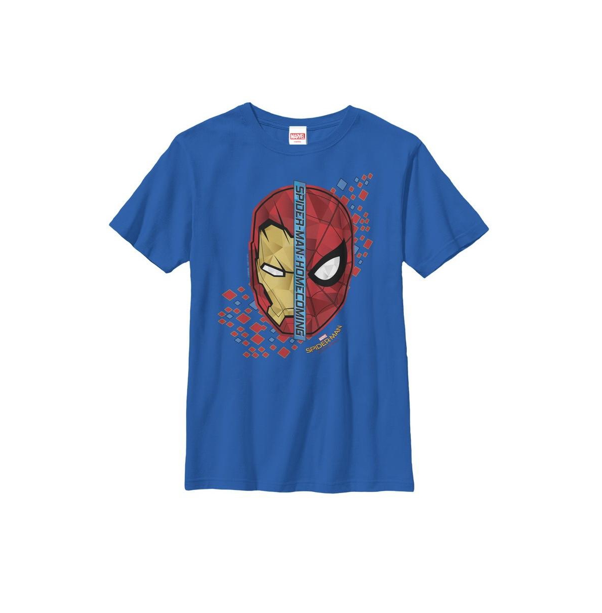 Marvel Boy's  Spider-man: Homecoming Iron Man Face Child T-shirt In Royal Blue