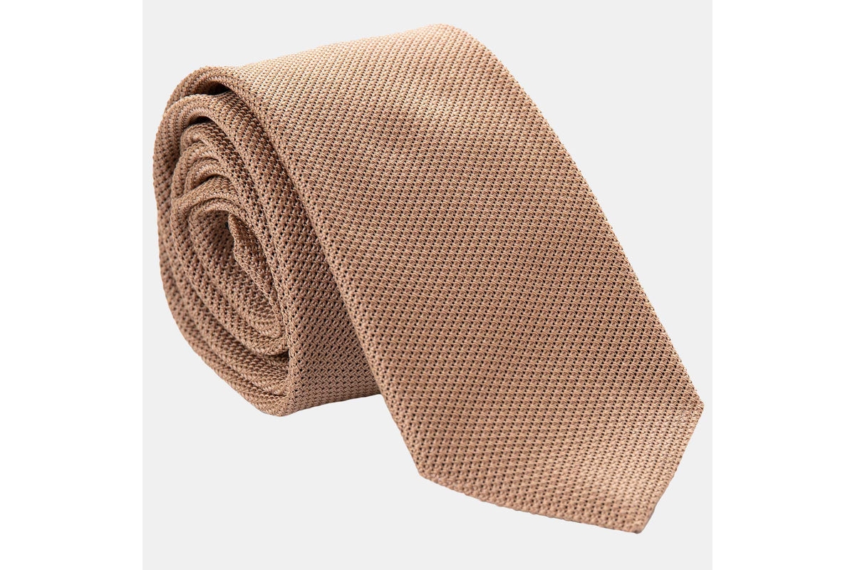 Camelo - Extra Long Silk Grenadine Tie for Men - Light brown