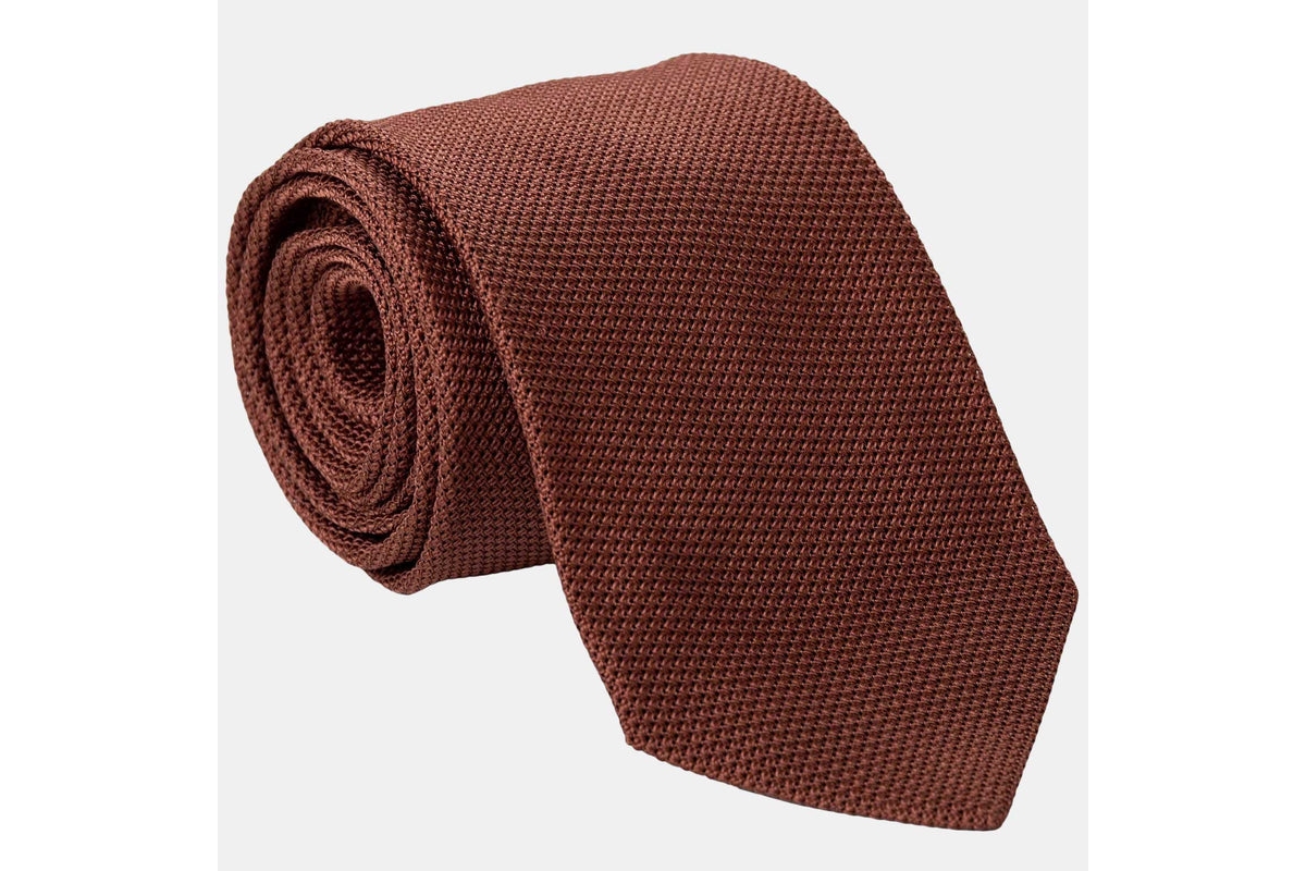 Big & Tall Salerno - Extra Long Silk Grenadine Tie for Men - Brown