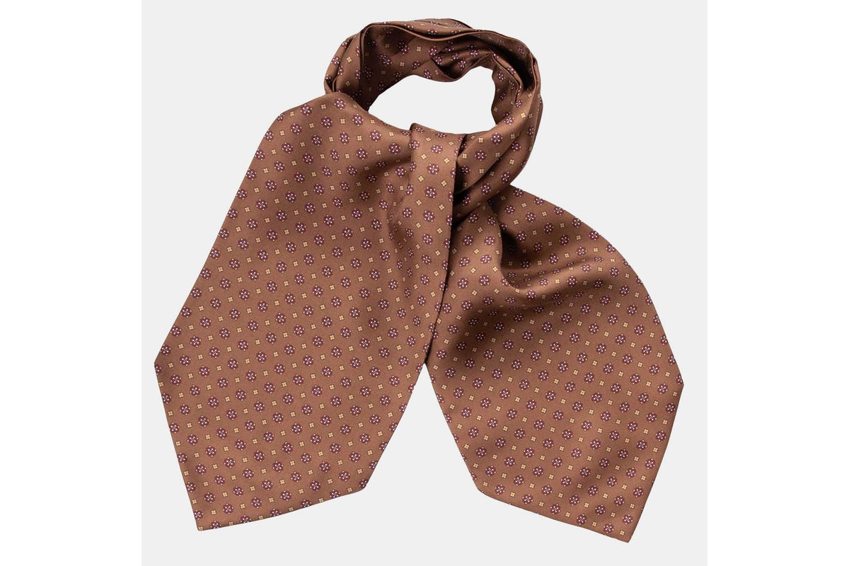 Men's Pagani - Silk Ascot Cravat Tie for Men - Cognac - Cognac