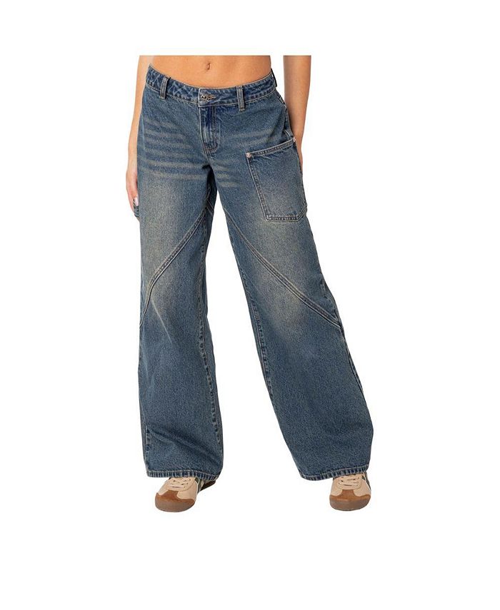 Edikted Women's Serena Low Rise Carpenter Jeans - Macy's