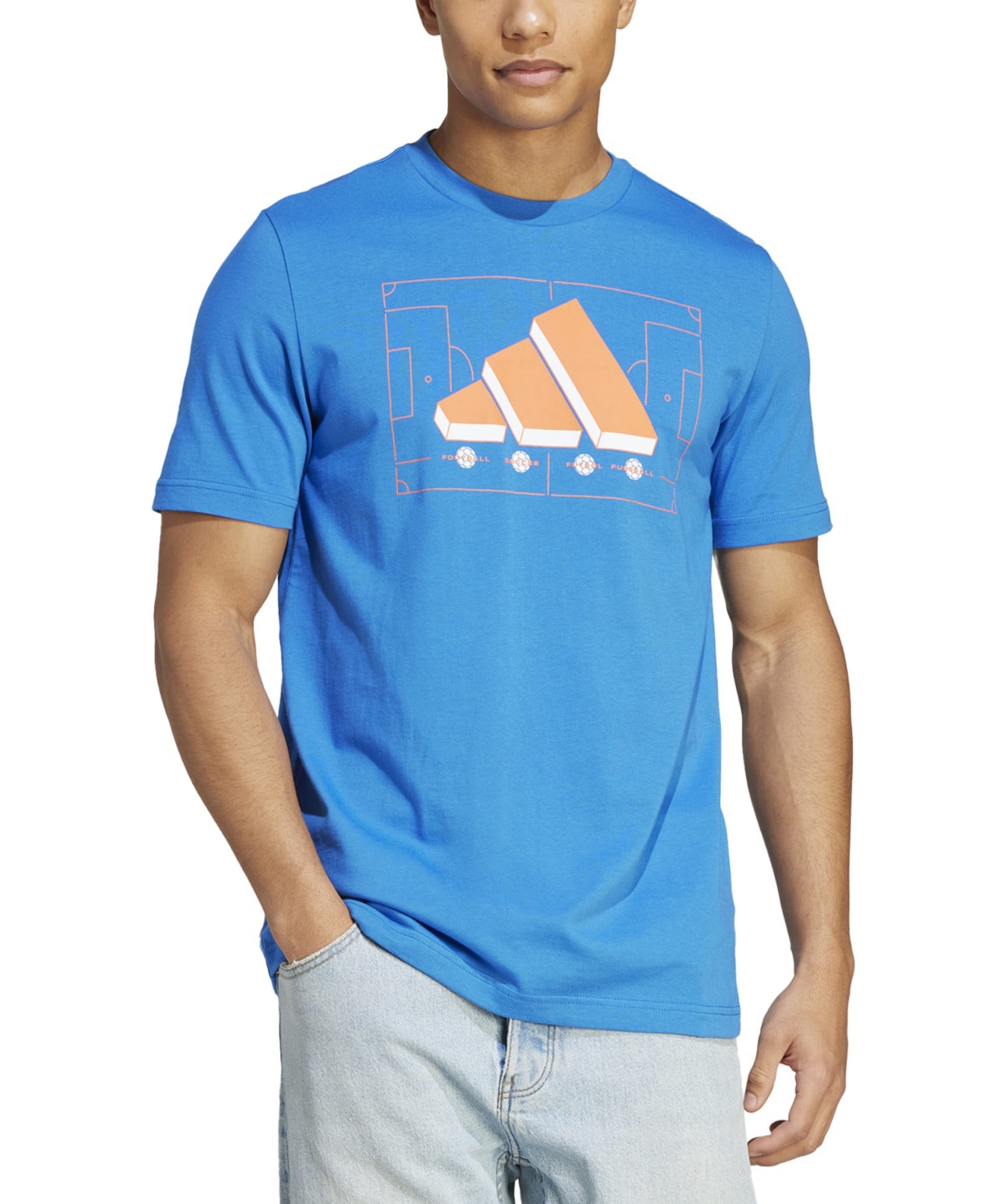 Adidas Originals Adidas Men's Graphic-print T-shirt In Bluebird / Red/wht | ModeSens