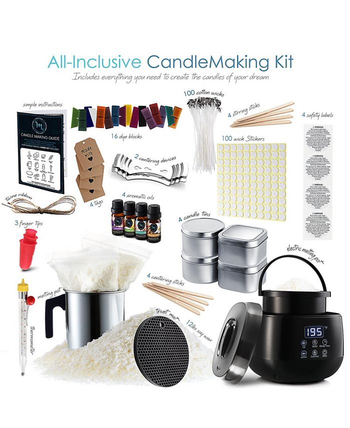Hearth & Harbor Complete DIY Candle Making Kit for Adults & Kids 12 Lb. Soy Wax & Electric