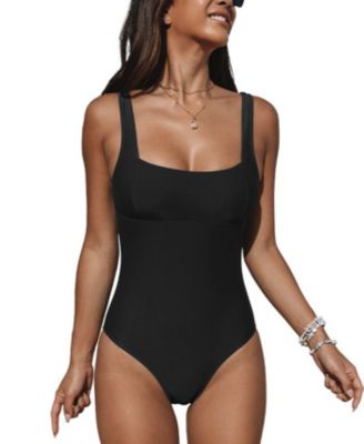 Women's Paneling Square Neck One Piece Swimsuit