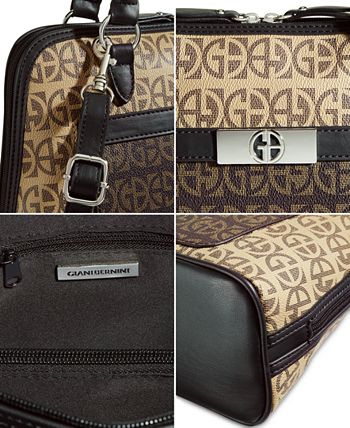 Giani Bernini Block Signature Mini Satchel - Brown Signature/Silver