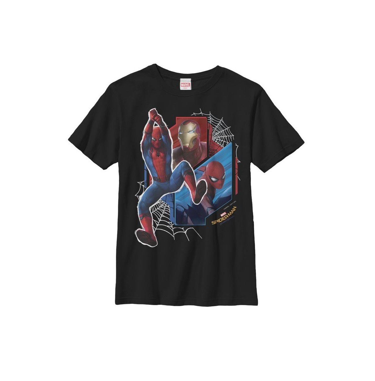 Marvel Boy's  Spider-man: Homecoming Web Scene Child T-shirt In Black