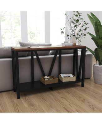 Erikson Modern Farmhouse Engineered Wood Sofa Table With Wood Bracing And Lower Shelf