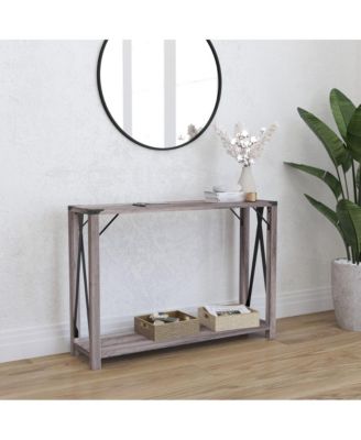 Green River Modern Farmhouse Engineered Wood Sofa Table And Powder Coated Steel Accents