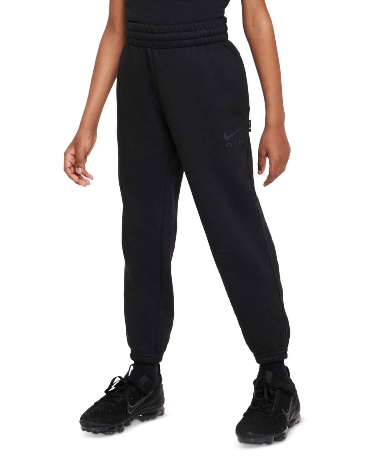 Nike Air Big Kids Logo-print Brushed Fleece Sweatpants In Black