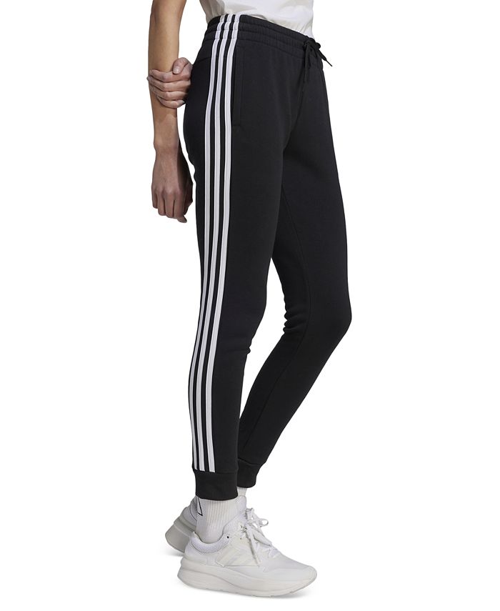 adidas Women's 3-Stripe Cotton Fleece Sweatpant Jogger - Black - size L.