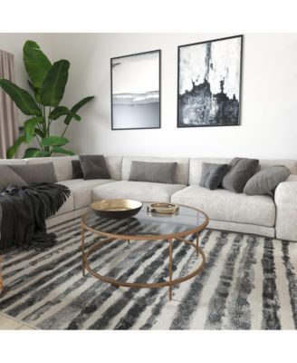 Newbury Glass Coffee Table With Round Matte Frame And Vertical Legs