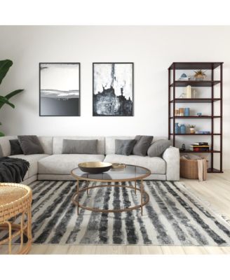 Newbury Glass Coffee Table With Round Matte Frame And Vertical Legs