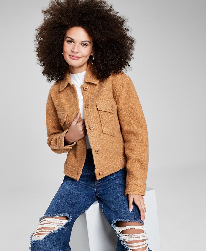 and Now This Women's Boucle Jacket, Created for Macy's - Camel - Size L