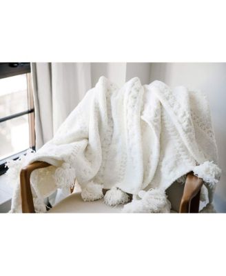 Braided Pom Pom Throw, 52" x 75"