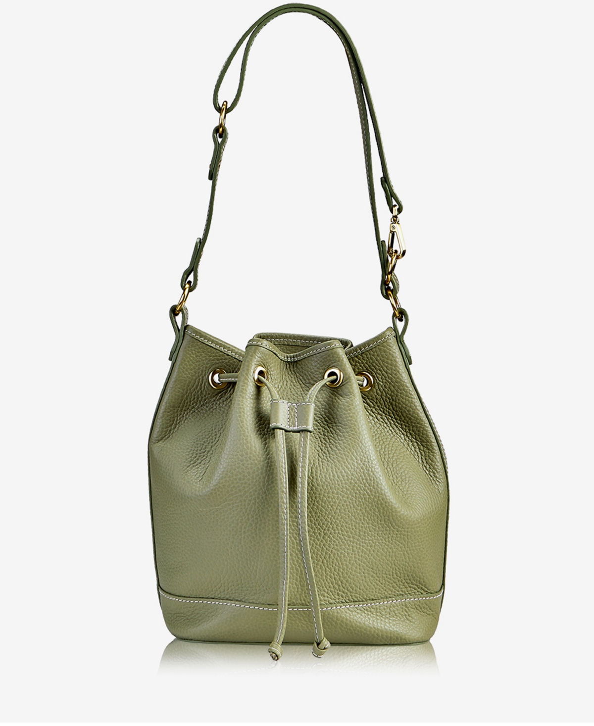 Cassie Leather Bucket Bag - Navy